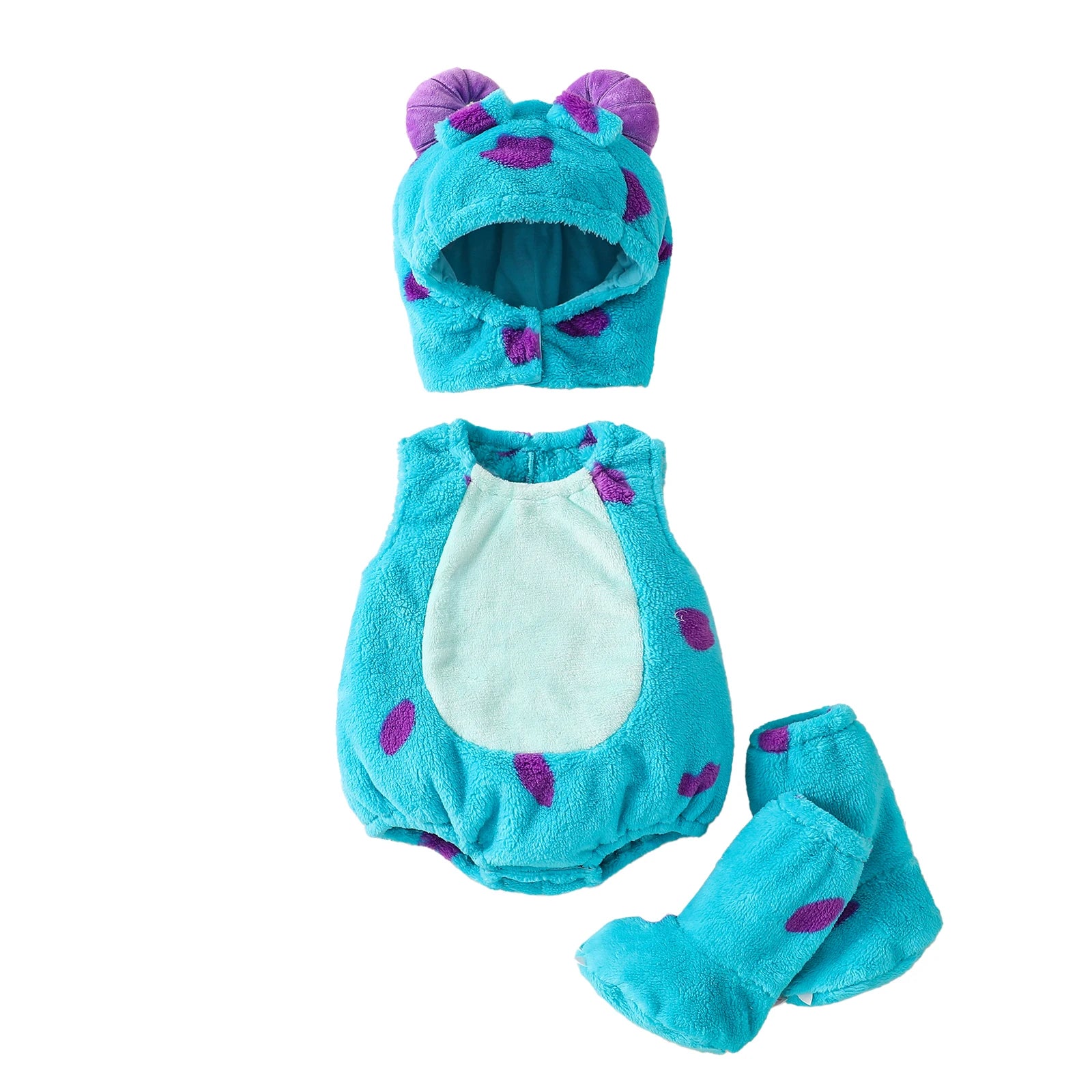 Baby Girl Boy Halloween Costumes Newborn Halloween Costume Plush Sleeveless Romper Hat Shoes Cute Unisex Baby Cosplay Outfit