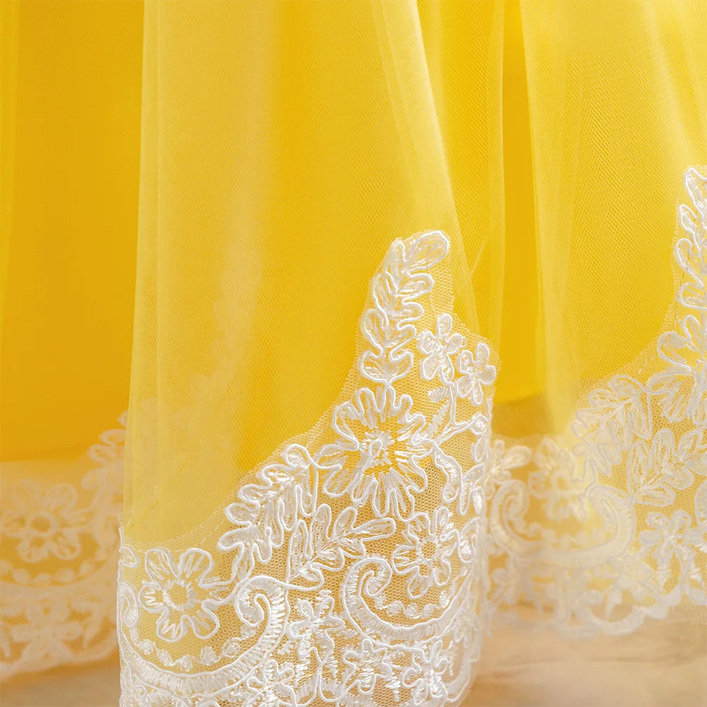 Toddler Snow Princess Baby Girls Dress Carnival Halloween Costume Elegant 1st Birthday Tulle Party Dress Girls Wedding Prom Gown