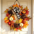 Garvee 20Inch Halloween Pumpkins Fall Wreath Artificial Flower Wreath for Front Door Outside Fall Decorations for Home Large Autumn Wreath with Bow Pumpkin Thanksgiving