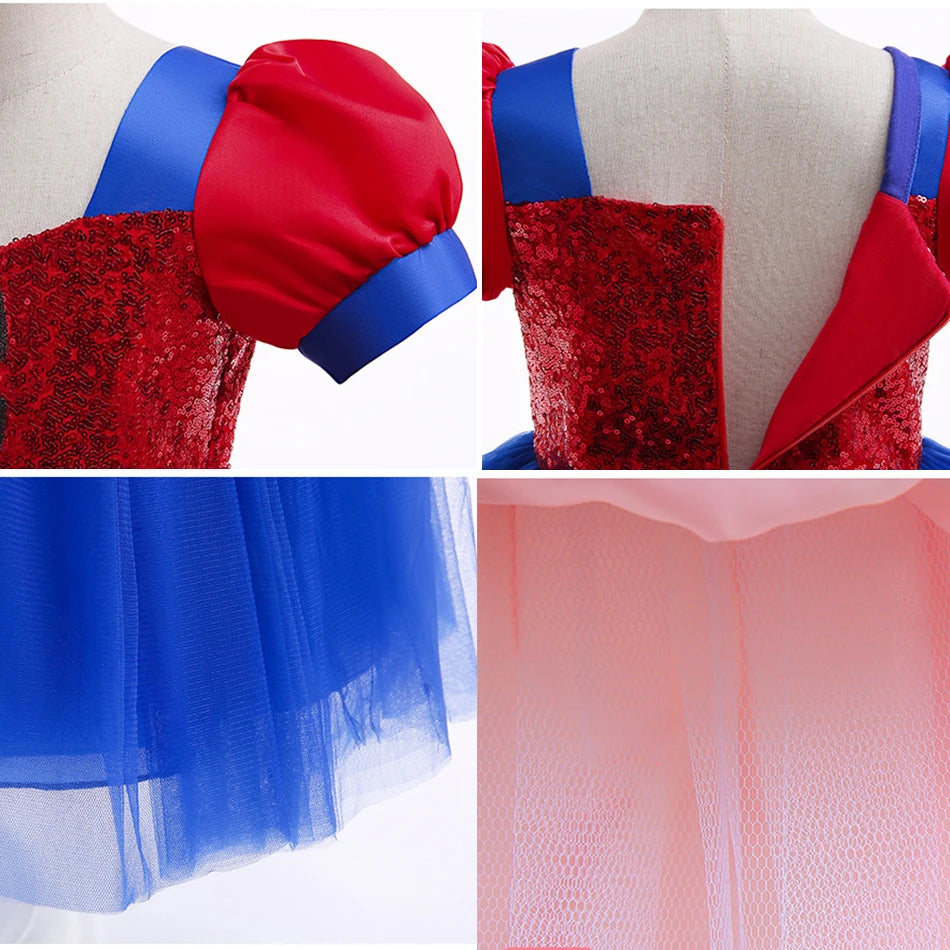 Little Girls Spider Print Dress Kids Sequins Tulle Frocks Children Halloween Theme Party Costume Summer Birthday Surprise Gift