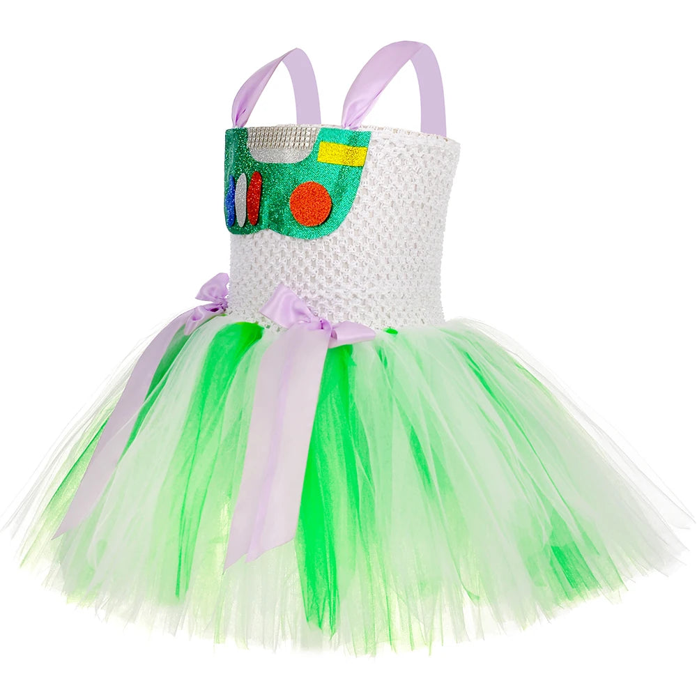 Girls Buzz Lightyear Tutu Dress Costume Kids Halloween Carnival Party Dresses Toddler Girls Cartoon Princess Dress Up Clothes