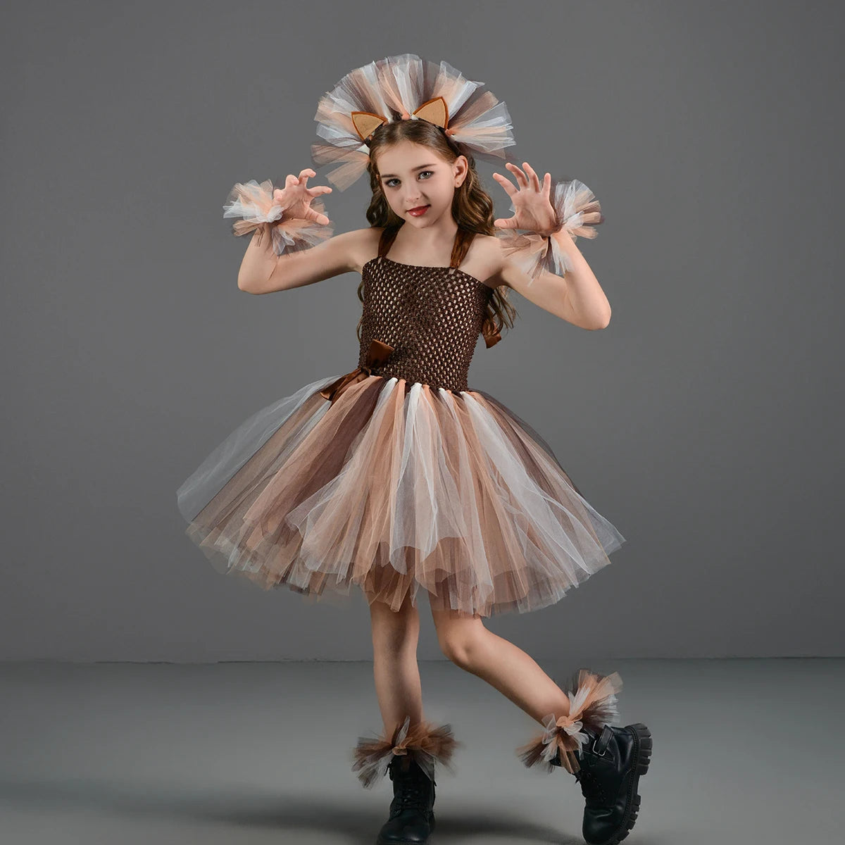 Disguise Cute Lion Halloween Costumes for Girls Kids Animal Fancy Tutu Dress Children Cosplay Outfit for Birthday Carnival Party