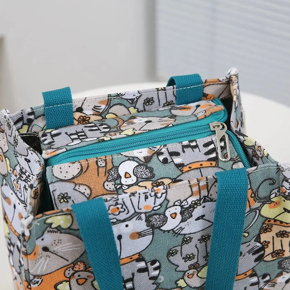 Cute Cartoon Insulated Lunch Bag | Large Capacity Bento Tote