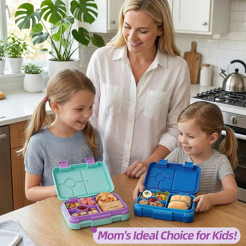 6-Compartment Bento Lunch Box for Kids | BPA Free & Dishwasher Safe