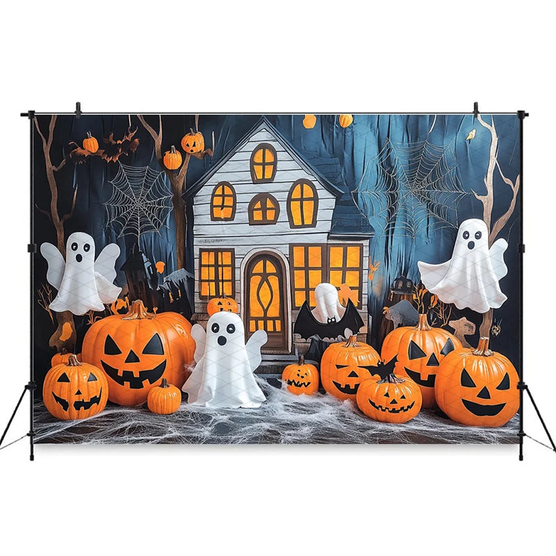 Mocsicka Halloween Backdrop Horror Ghost Bat Jack-O-Lantern Decorations Adult Child Kid Photo Background Holiday Party Wallpaper