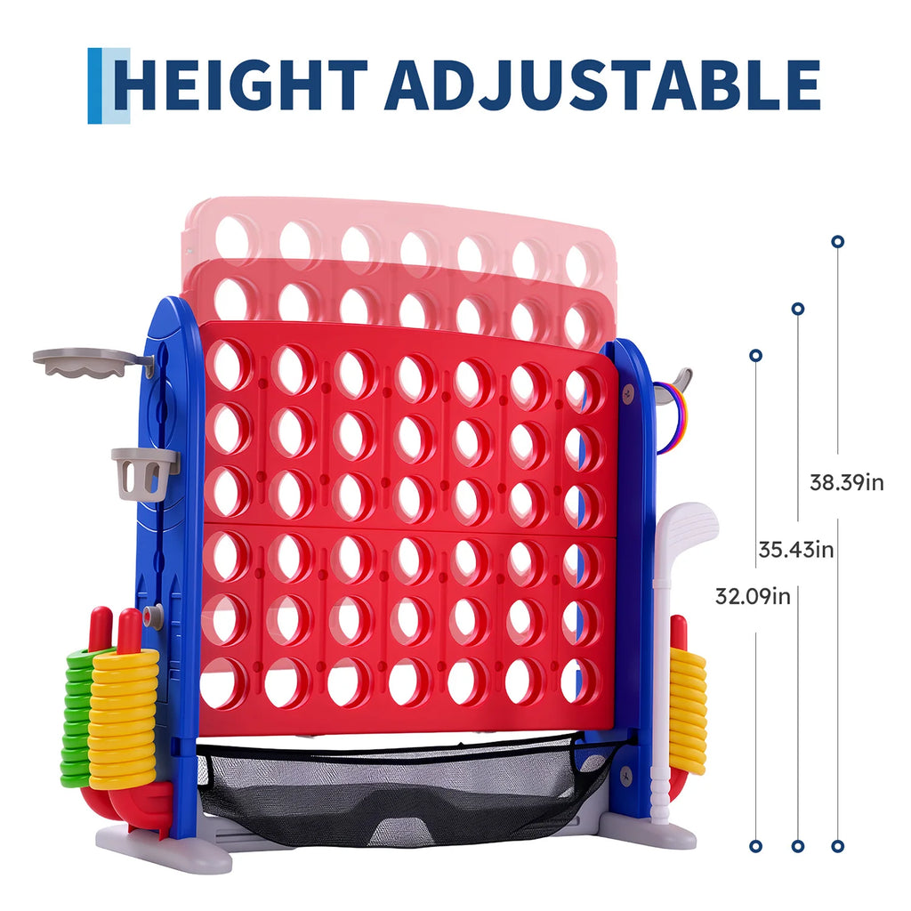 4-in-1 Giant Outdoor Game Set | Connect, Basketball, Ring Toss & Net