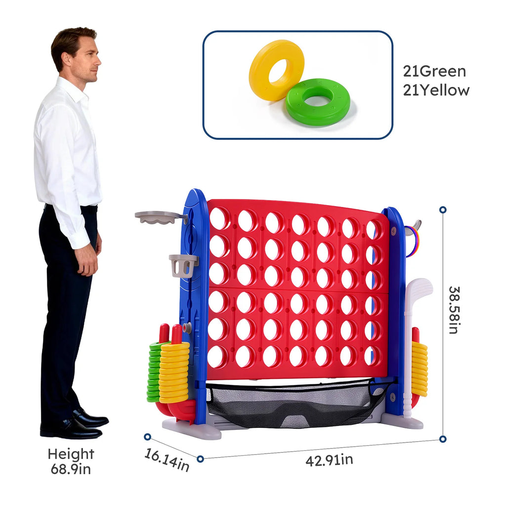 4-in-1 Giant Outdoor Game Set | Connect, Basketball, Ring Toss & Net