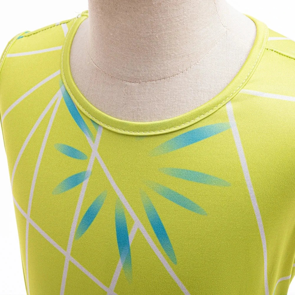 Joy Costume Children Green Printed Polyester Dress Halloween Party Costume for Girls Cute Cartoon Style Cosplay Wear
