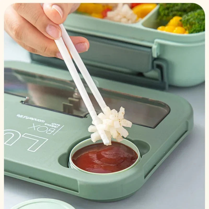 1300ML Bento Lunch Box with Fork & Spoon | Leak-Proof 4-Compartment