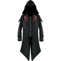 Men Goth Tailcoat Jacket Steampunk Uniform Hoodie Zipper Medieval Halloween Party Vintage Renaissance Costume Cosplay Coat
