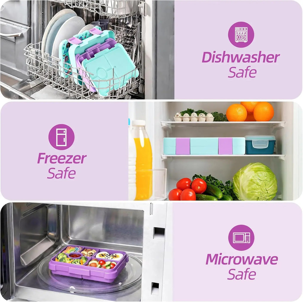 6-Compartment Bento Lunch Box for Kids | BPA Free & Dishwasher Safe