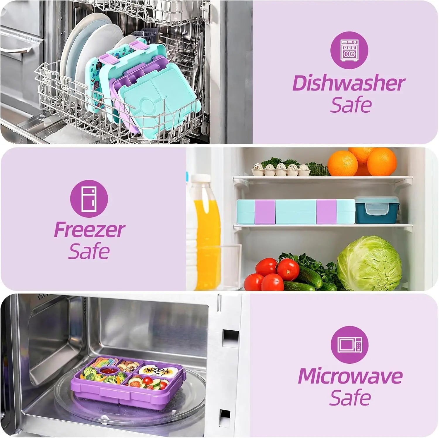 6-Compartment Bento Lunch Box for Kids | BPA Free & Dishwasher Safe