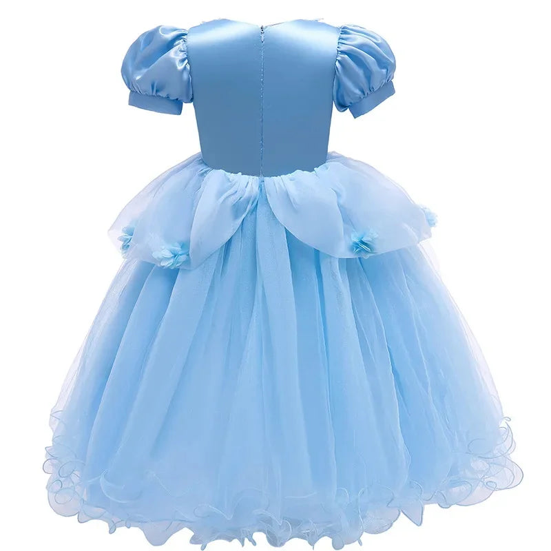 Girls Cinderella Cosplay Costumes Kids Girl Princess Summer Dress Festive Perform Children Clothing Cute Puffy Birthday Dress