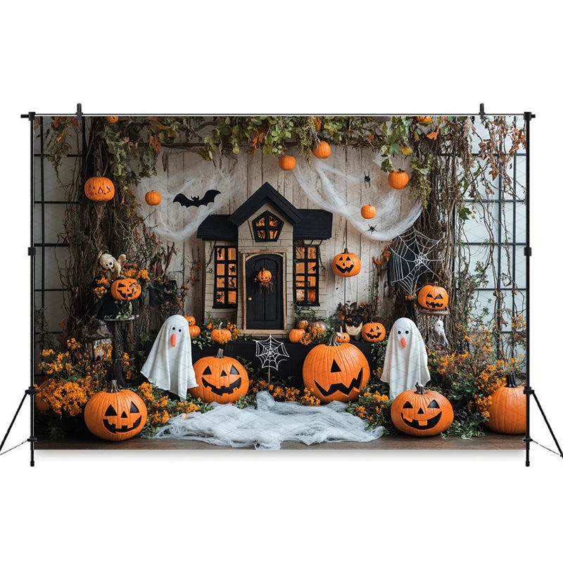 Mocsicka Halloween Backdrop Horror Ghost Bat Jack-O-Lantern Decorations Adult Child Kid Photo Background Holiday Party Wallpaper