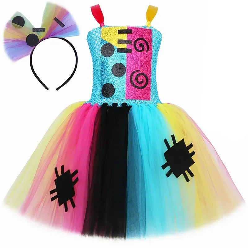 Nightmare Sally Costume Kids Scary Halloween Tutu Dress Toddler Girls Carnival Party Fancy Patch Doll Princess Dress Up Clothes
