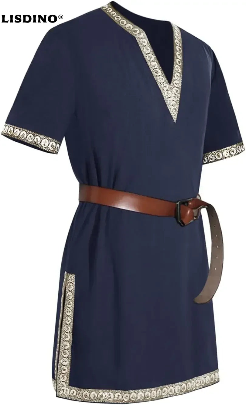 LisdinoMens Medieval Knight Tunic Renaissance Mercenary Scottish Costume Warrior LARP Halloween Tops