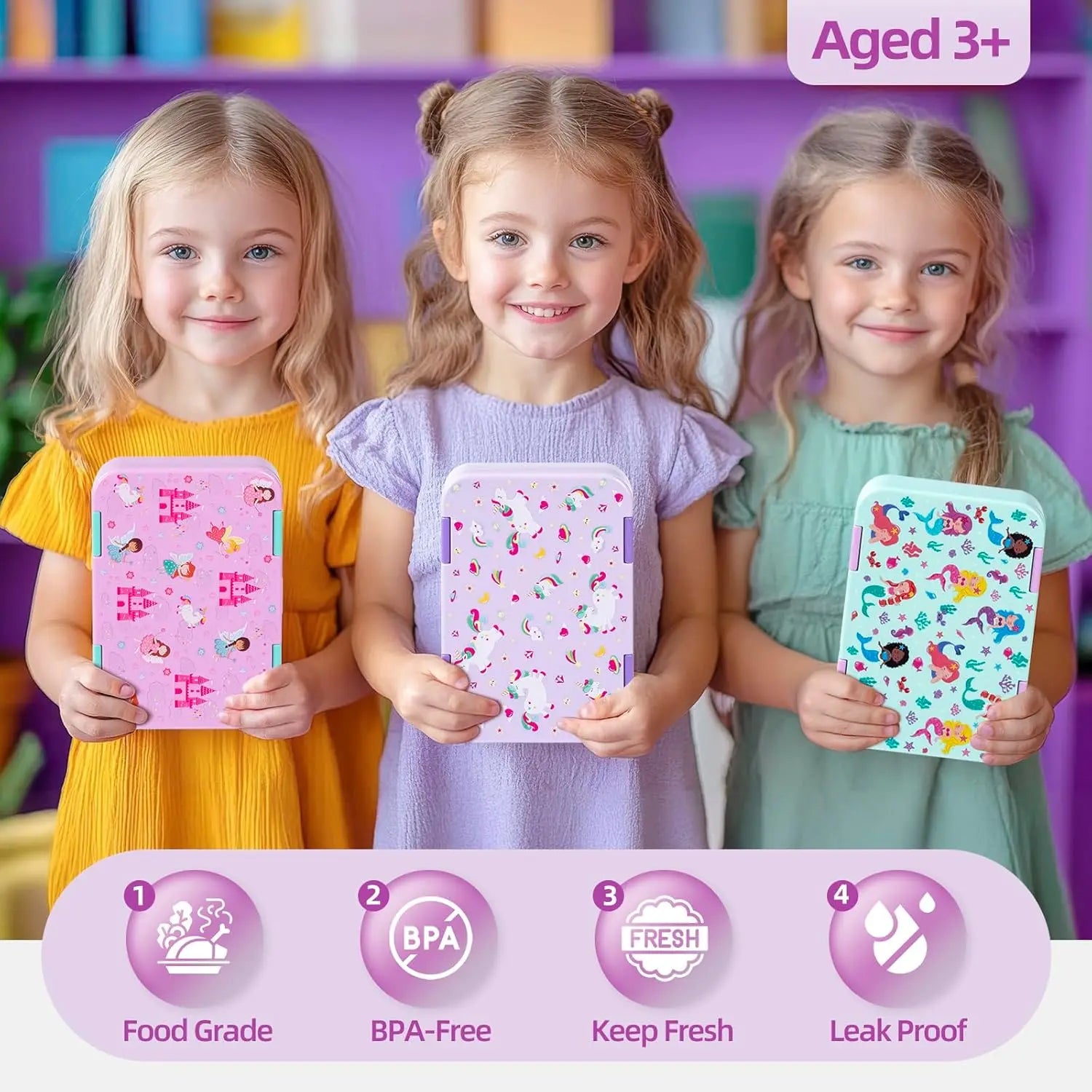 6-Compartment Bento Lunch Box for Kids | BPA Free & Dishwasher Safe