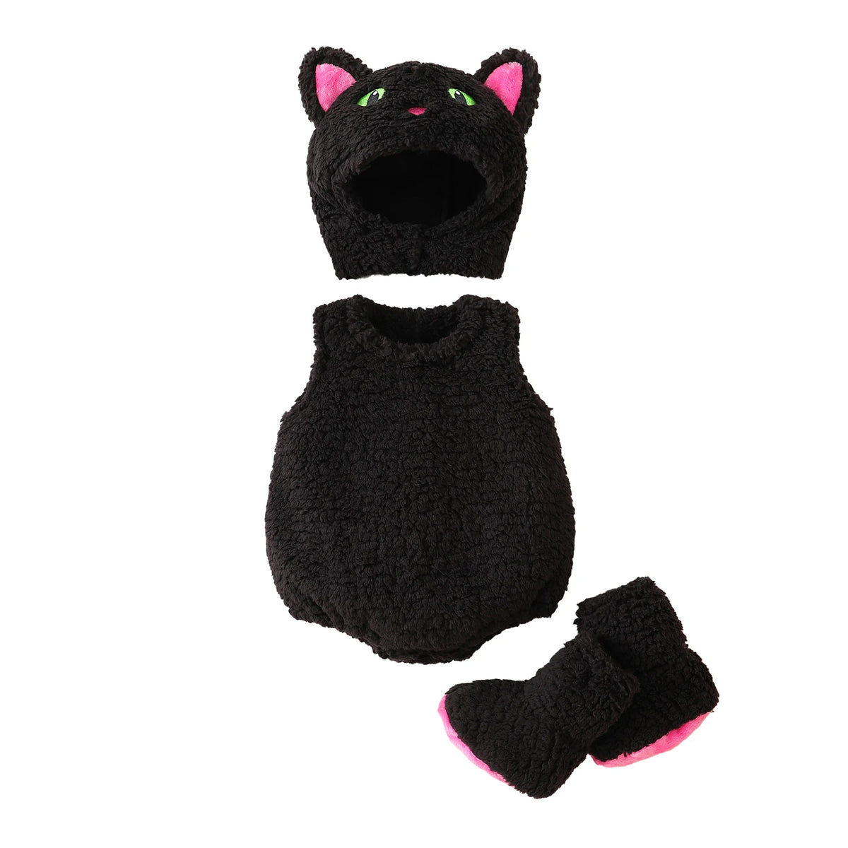 Baby Girl Boy Halloween Costumes Newborn Halloween Costume Plush Sleeveless Romper Hat Shoes Cute Unisex Baby Cosplay Outfit