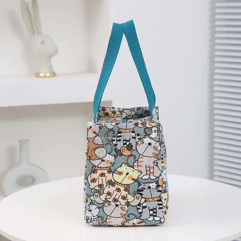 Cute Cartoon Insulated Lunch Bag | Large Capacity Bento Tote