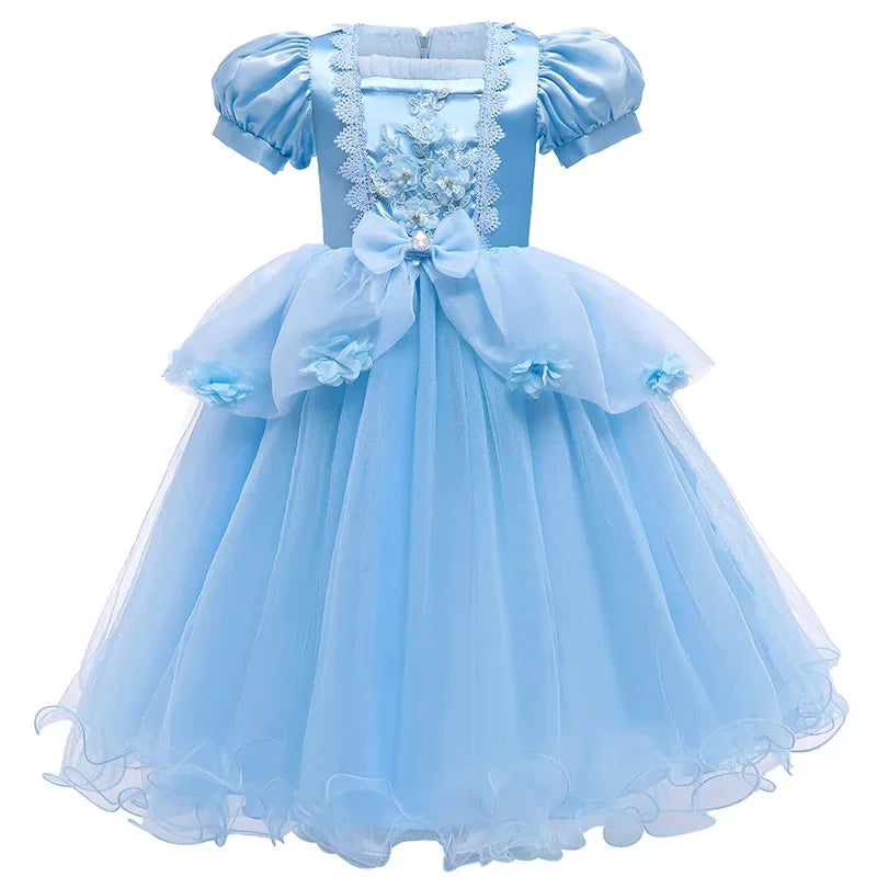 Girls Cinderella Cosplay Costumes Kids Girl Princess Summer Dress Festive Perform Children Clothing Cute Puffy Birthday Dress