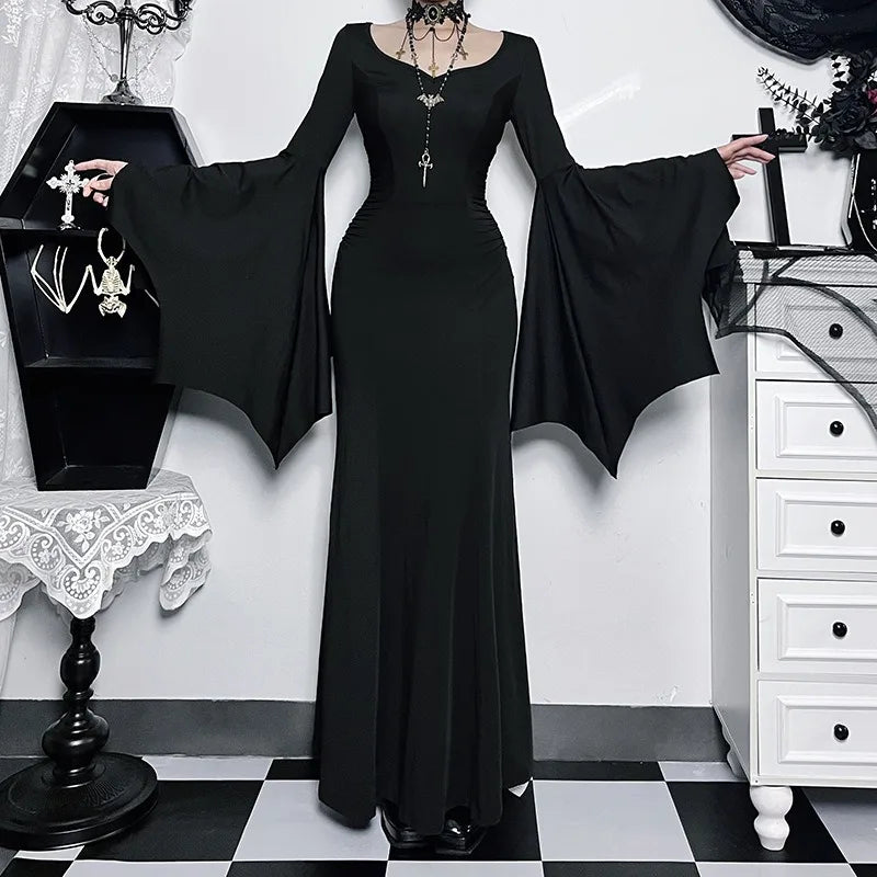 Autumn and Winter New Halloween Fashion Elegant Slim-fit Dress Bat Sleeve Fishtail Dress Women's Clothing