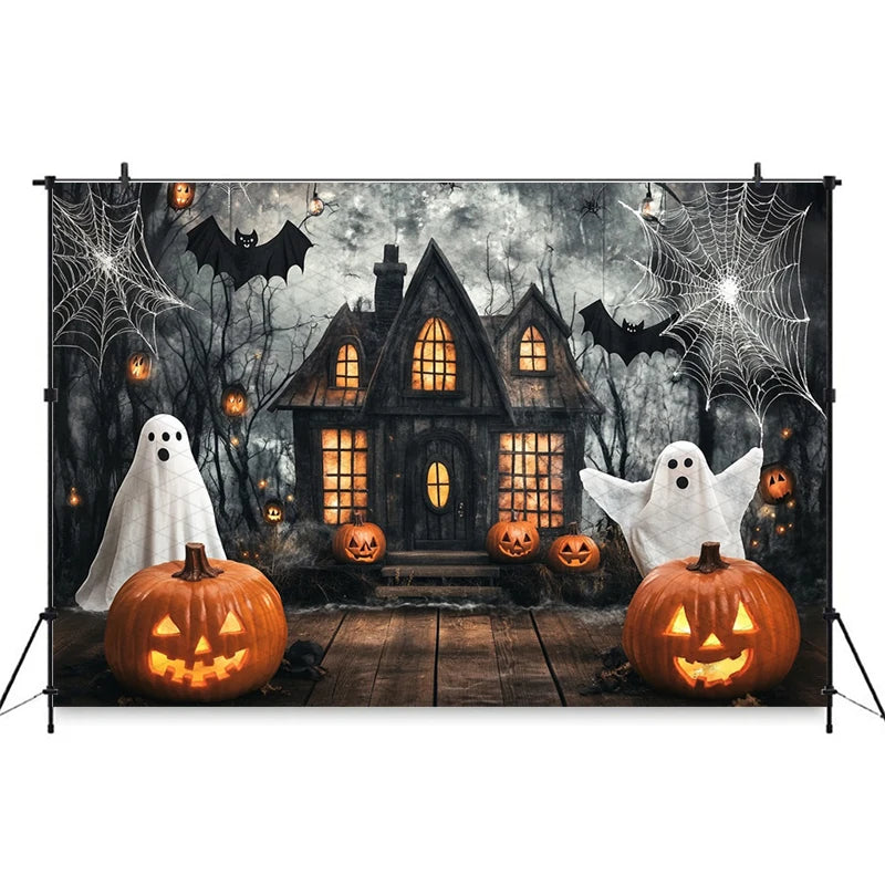 Mocsicka Halloween Backdrop Horror Ghost Bat Jack-O-Lantern Decorations Adult Child Kid Photo Background Holiday Party Wallpaper