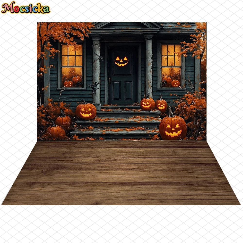 Mocsicka Halloween Backdrop Horror Ghost Bat Jack-O-Lantern Decorations Adult Child Kid Photo Background Holiday Party Wallpaper