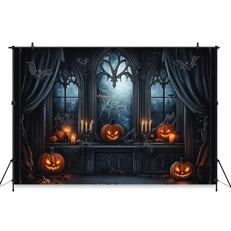 Mocsicka Halloween Backdrop Horror Ghost Bat Jack-O-Lantern Decorations Adult Child Kid Photo Background Holiday Party Wallpaper