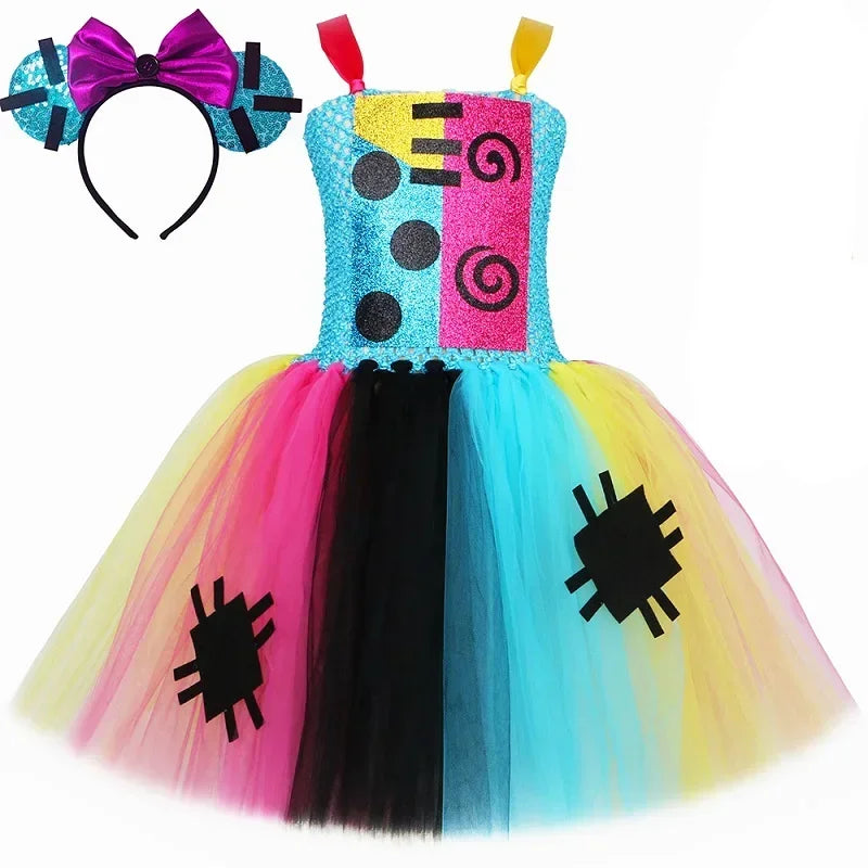 Nightmare Sally Costume Kids Scary Halloween Tutu Dress Toddler Girls Carnival Party Fancy Patch Doll Princess Dress Up Clothes