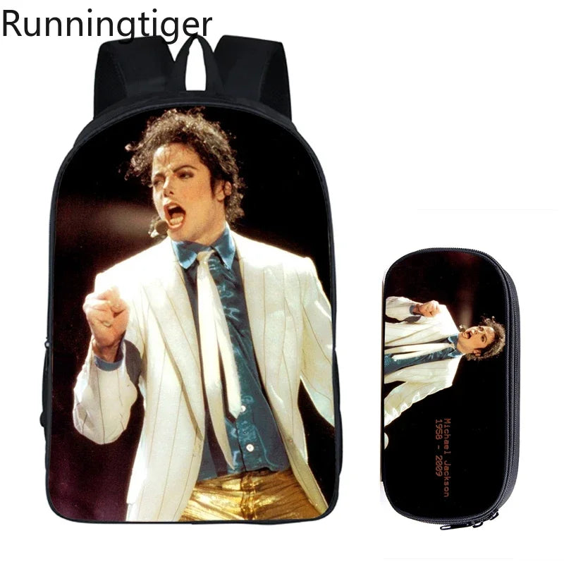 Michael Jackson Backpack 2pc Set | School Bag with Pencil Case