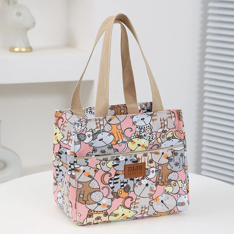Cute Cartoon Insulated Lunch Bag | Large Capacity Bento Tote