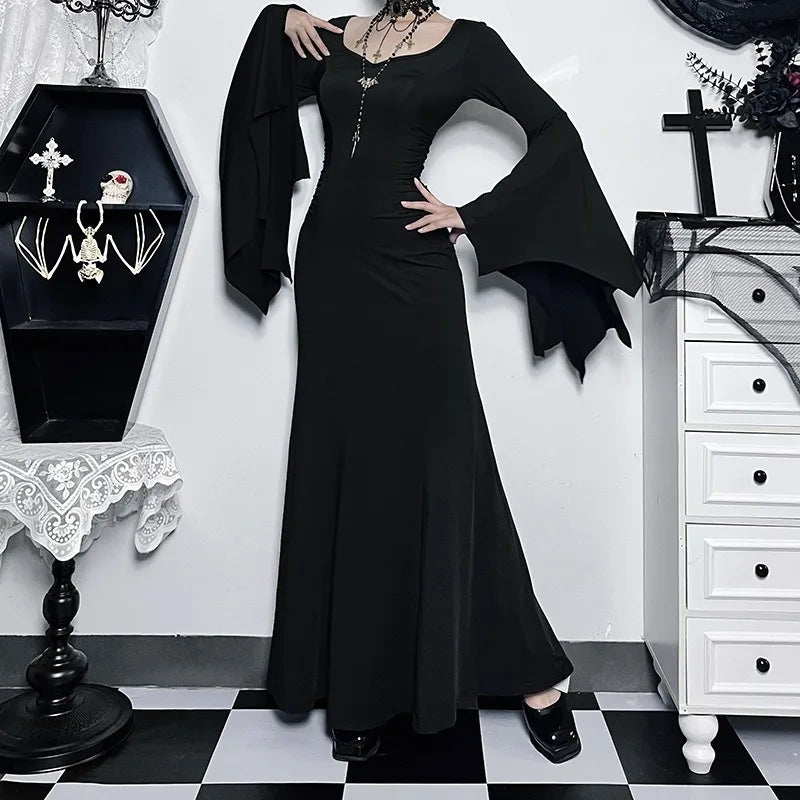Autumn and Winter New Halloween Fashion Elegant Slim-fit Dress Bat Sleeve Fishtail Dress Women's Clothing