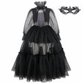 Girls Halloween Costumes Kids Long Black Dress with Acceeeories Cute Dress Up Birthday Outfits Girl Carnival Party Ball Dress