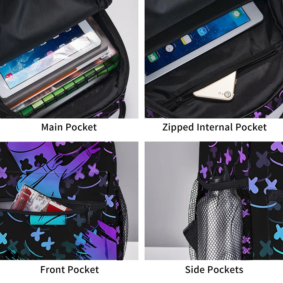 Gradient Cartoon Anime Characters Backpacks for Boy and Girls Best Gifts 2D Flat Cartoon School Backpack for Children