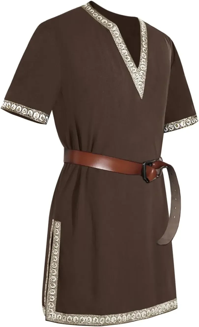 LisdinoMens Medieval Knight Tunic Renaissance Mercenary Scottish Costume Warrior LARP Halloween Tops