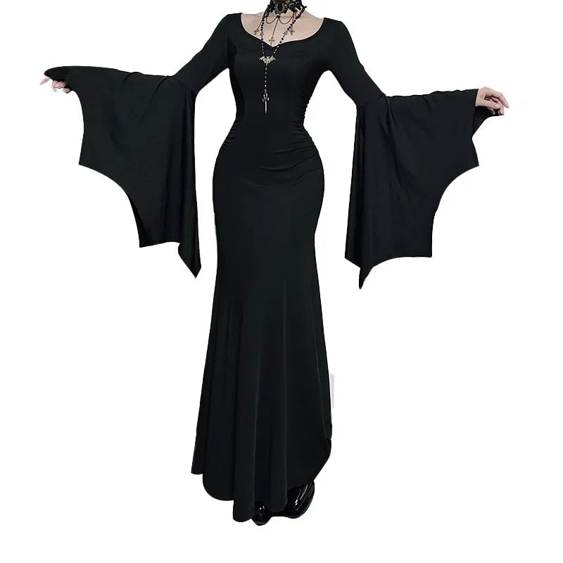 Autumn and Winter New Halloween Fashion Elegant Slim-fit Dress Bat Sleeve Fishtail Dress Women's Clothing