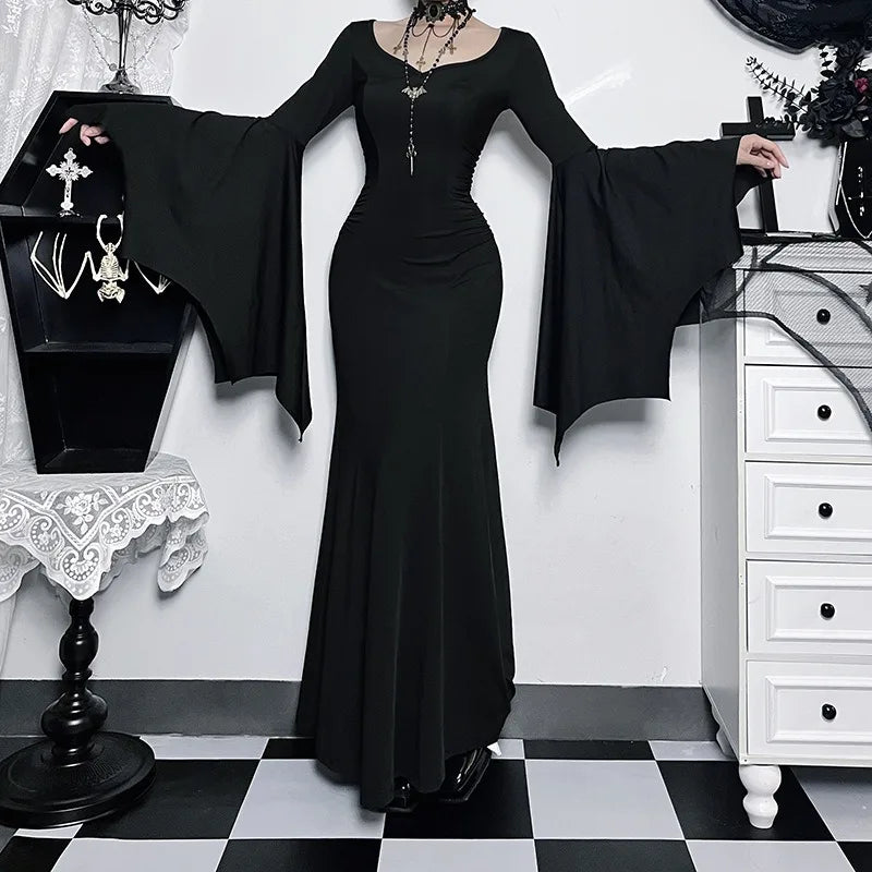 Autumn and Winter New Halloween Fashion Elegant Slim-fit Dress Bat Sleeve Fishtail Dress Women's Clothing