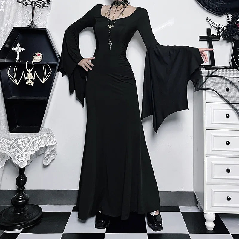 Autumn and Winter New Halloween Fashion Elegant Slim-fit Dress Bat Sleeve Fishtail Dress Women's Clothing