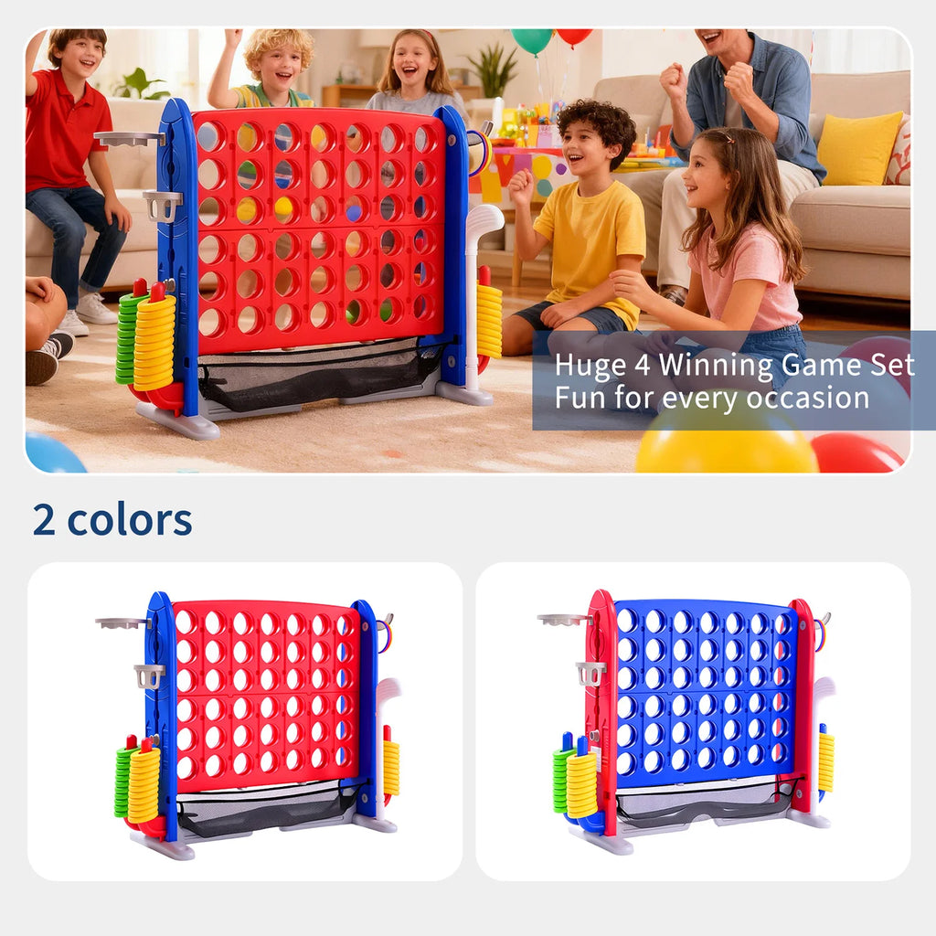 4-in-1 Giant Outdoor Game Set | Connect, Basketball, Ring Toss & Net