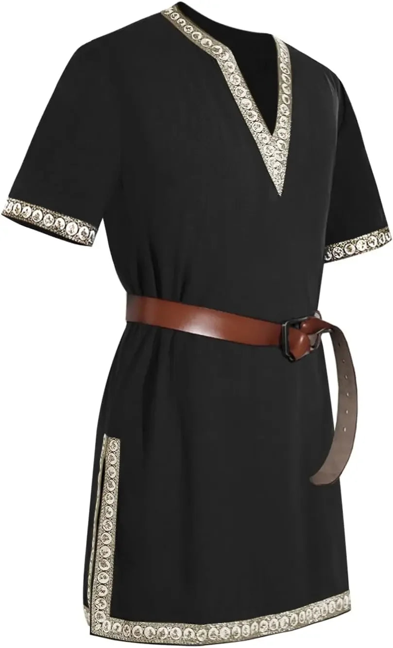 LisdinoMens Medieval Knight Tunic Renaissance Mercenary Scottish Costume Warrior LARP Halloween Tops