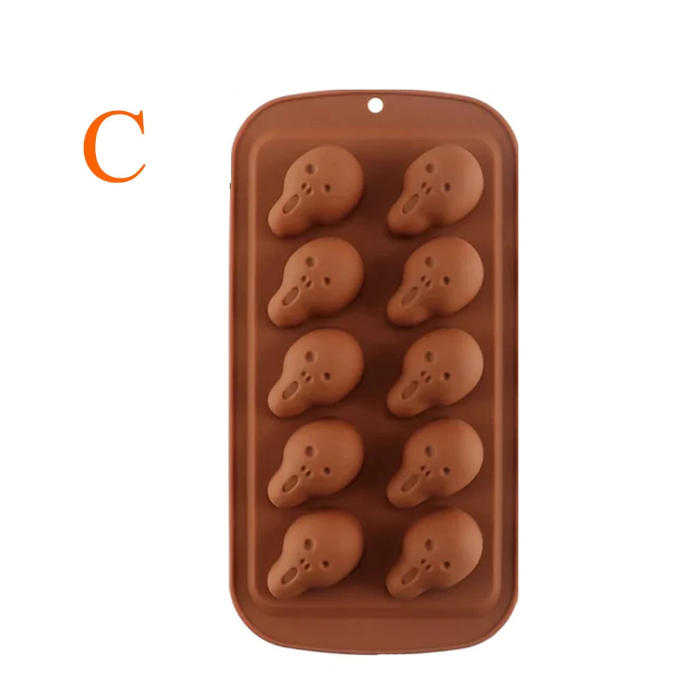 1PC， Halloween Silicone Cake Mold Pumpkin Mold Ghost Hat Skull Non-Stick Chocolate Pudding Food Baking Tray Mold Kitchen Tools