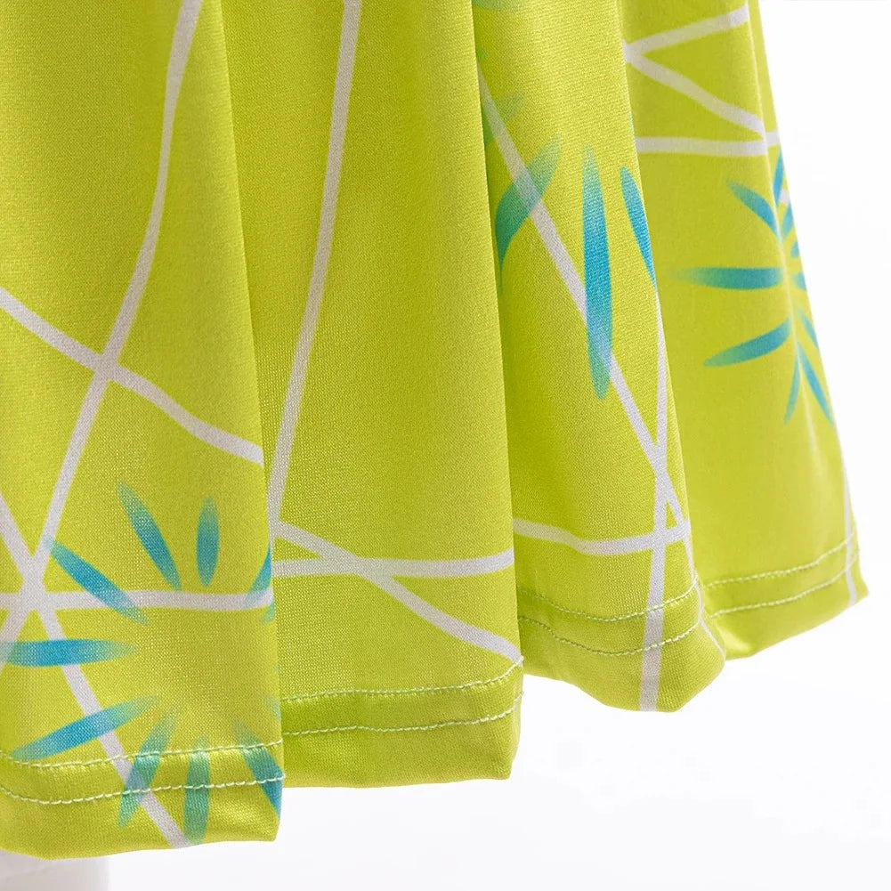 Joy Costume Children Green Printed Polyester Dress Halloween Party Costume for Girls Cute Cartoon Style Cosplay Wear