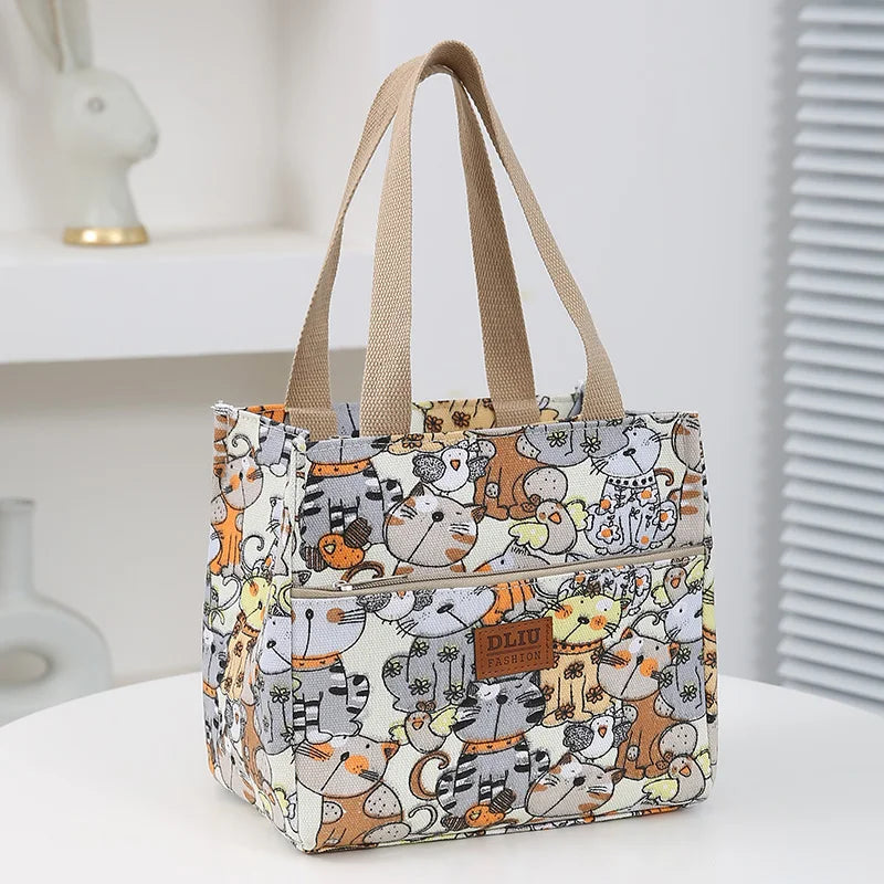 Cute Cartoon Insulated Lunch Bag | Large Capacity Bento Tote