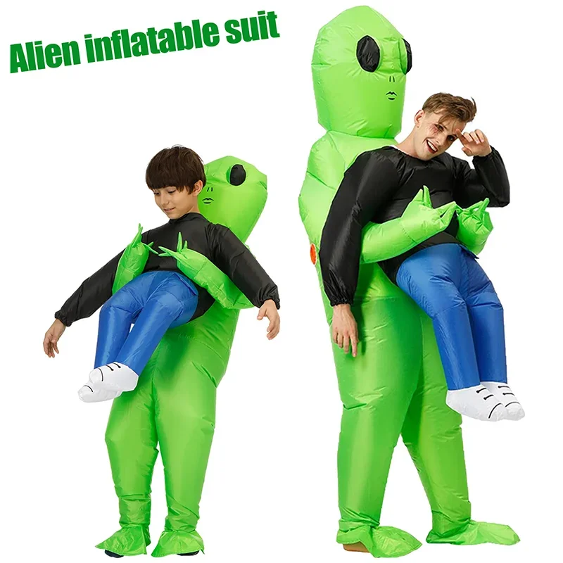 Halloween Alien Inflatable Suit Alien Costume for Kids Monster Inflatable Costume Scary Green Alien Cosplay Costume for Party