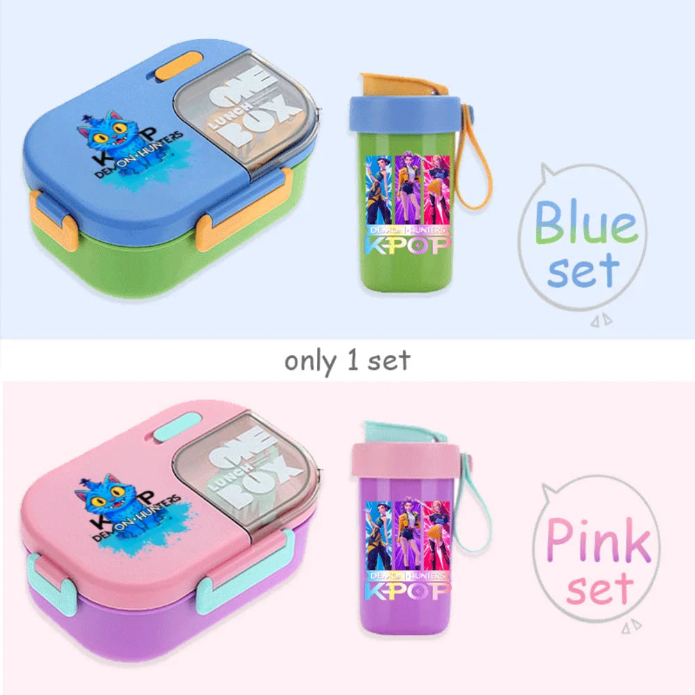 Kawaii Meal Box & Water Cup Set | Kpop-Inspired Bento Tableware