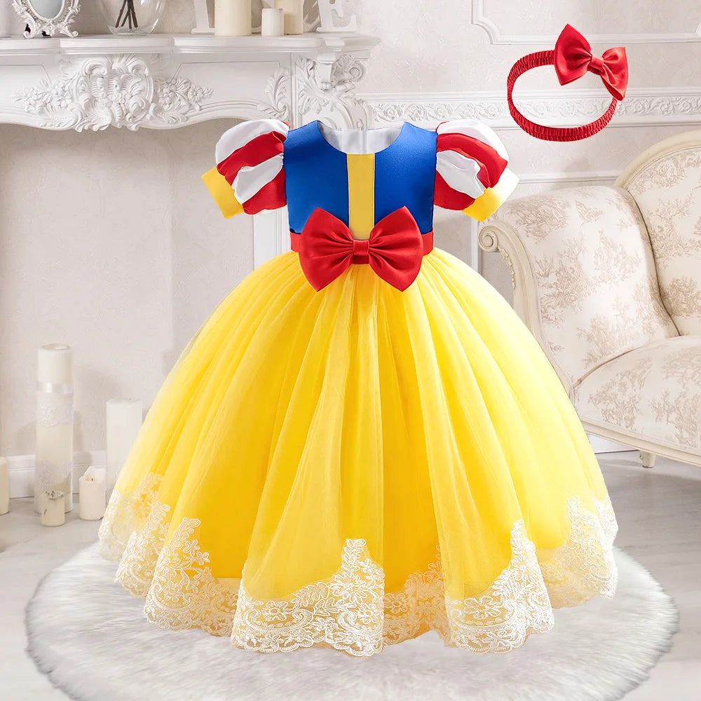 Toddler Snow Princess Baby Girls Dress Carnival Halloween Costume Elegant 1st Birthday Tulle Party Dress Girls Wedding Prom Gown