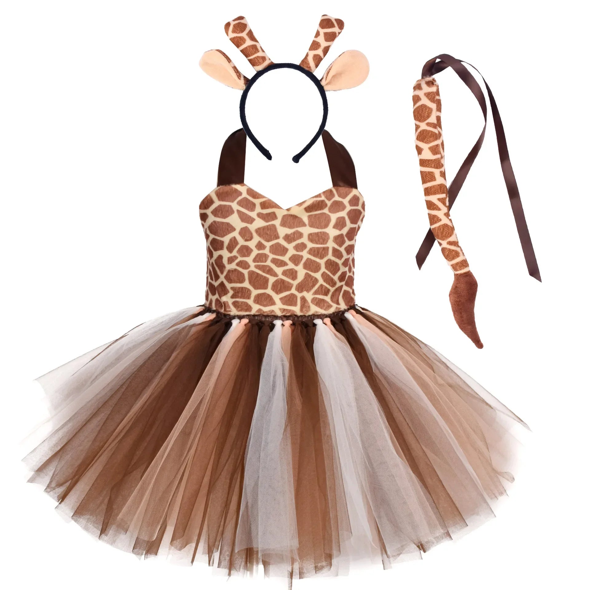 Cute Toddler Girl Giraffe Dress Cartoon Animal Performance Costume Set for Kids Halloween Costumes Girls Christmas Tutu Dresses