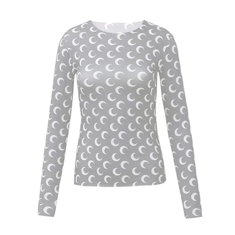Printed Mesh Women's Long Sleeve Top — Ice Silk Sun Protection Layer