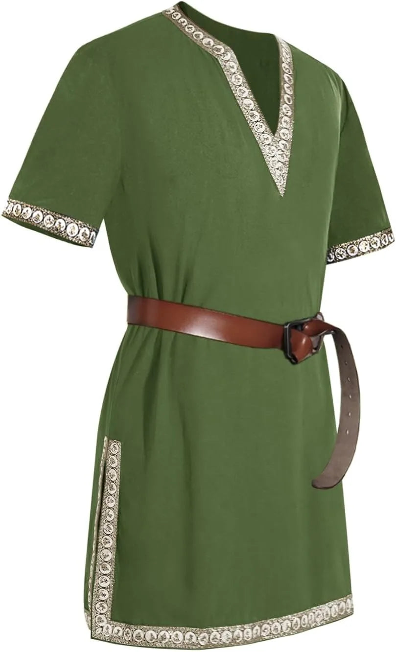 LisdinoMens Medieval Knight Tunic Renaissance Mercenary Scottish Costume Warrior LARP Halloween Tops