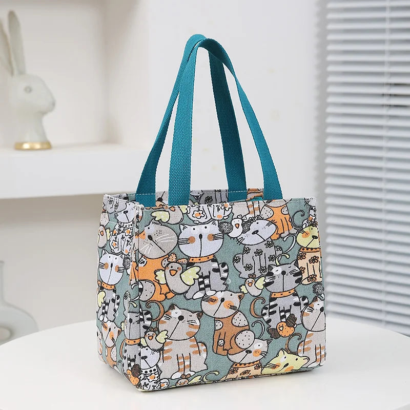 Cute Cartoon Insulated Lunch Bag | Large Capacity Bento Tote